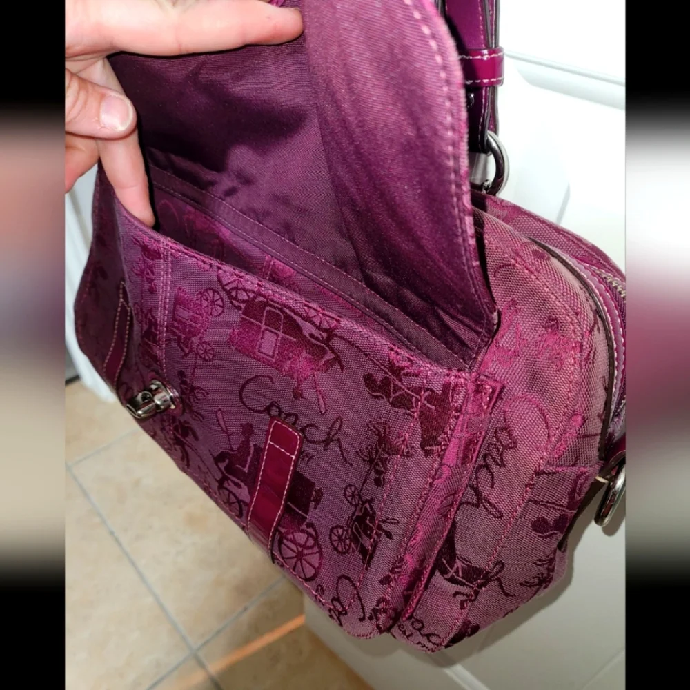 Burgundy Marron Coach Medium Satchel Purse Shoulder Bag - Picture 3 of 8